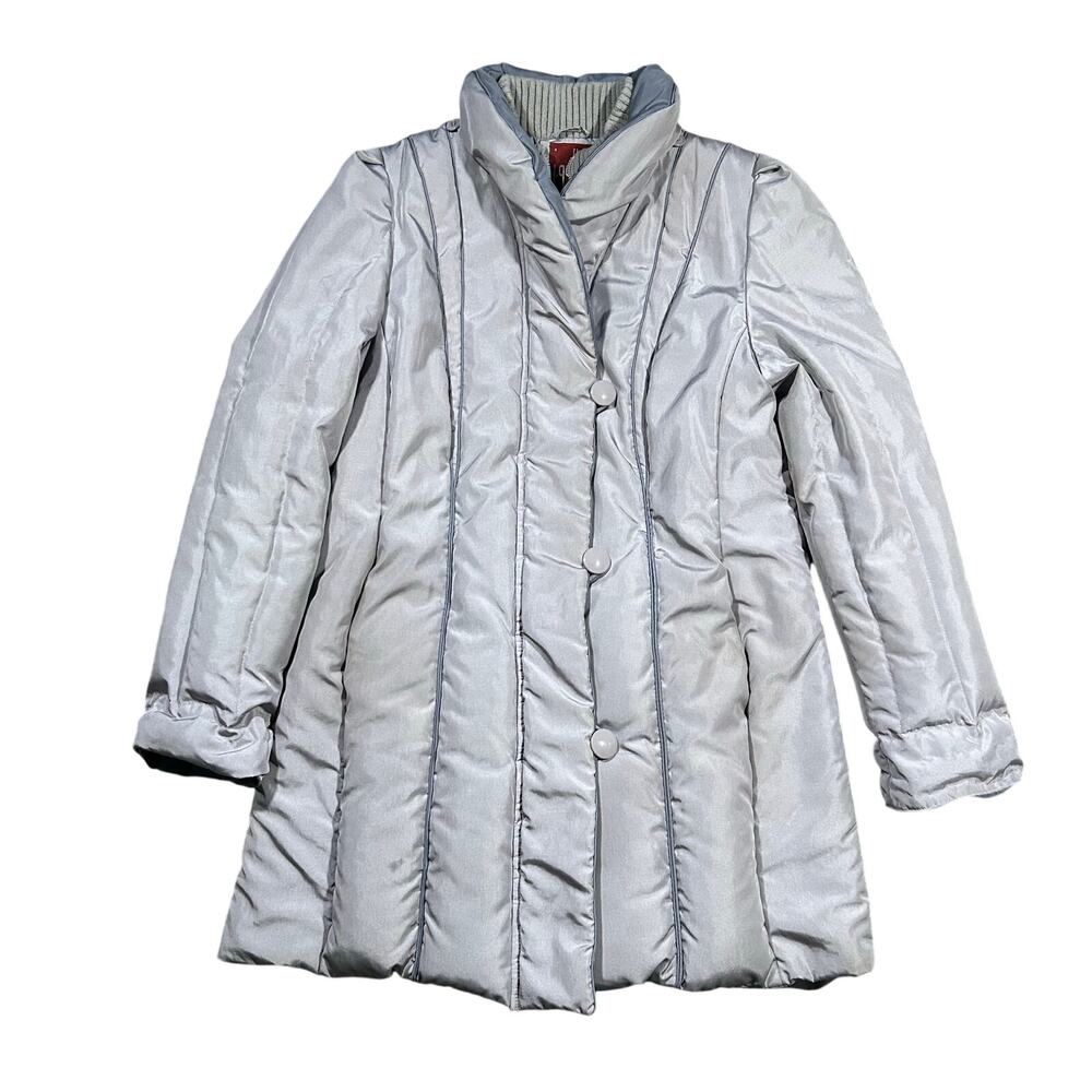 Vintage J.Gallery Women’s Down Puffer Coat Medium Duck Down Gray Long 90s